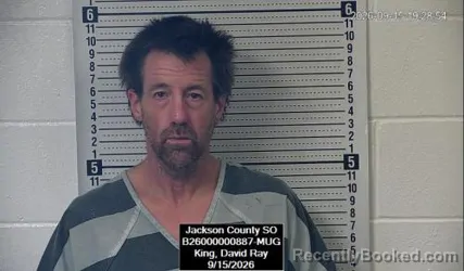 Mugshot of David Ray King booked in Jackson County, Kansas on September 15, 2026