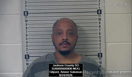 Mugshot of Ameer Suliaman Gilyard booked in Jackson County, Kansas on September 24, 2026