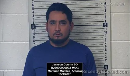 Mugshot of Antonio Martinez Morales booked in Jackson County, Kansas on October 3, 2026