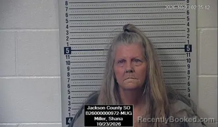 Mugshot of Shana Miller booked in Jackson County, Kansas on October 22, 2026