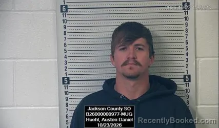 Mugshot of Austen Daniel Huehl booked in Jackson County, Kansas on October 23, 2026