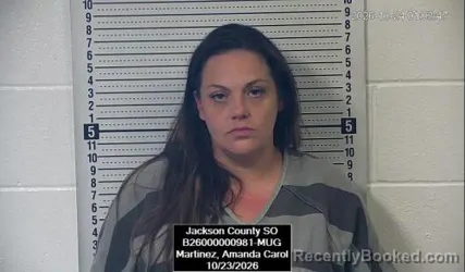 Mugshot of Amanda Carol Martinez booked in Jackson County, Kansas on October 23, 2026