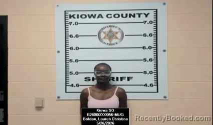 Mugshot of Lauren Christine Bolden booked in Kiowa County, Kansas on May 26, 2026