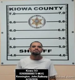 Mugshot of John Anthony Kennington booked in Kiowa County, Kansas on June 19, 2026