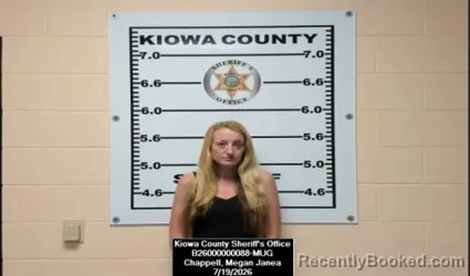 Mugshot of Megan Janea Chappell booked in Kiowa County, Kansas on July 19, 2026
