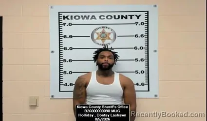 Mugshot of Dontay Lashawn Holliday booked in Kiowa County, Kansas on August 5, 2026