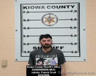 Mugshot of Patrick Scott Zabala booked in Kiowa County, Kansas on August 24, 2026