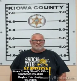 Mugshot of Eric James Boyles booked in Kiowa County, Kansas on September 24, 2026