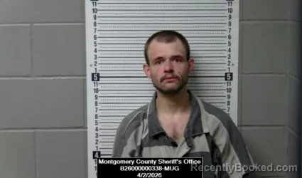 Mugshot of Isaac Ryan Brooks booked in Montgomery County, Kansas on April 2, 2026