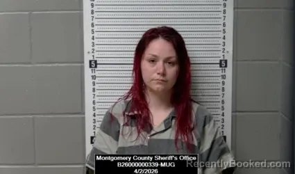 Mugshot of Liandra Gail Martinez booked in Montgomery County, Kansas on April 2, 2026