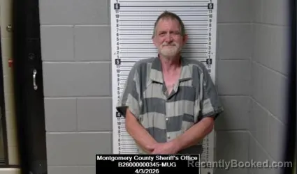 Mugshot of Timothy Ray Bellamy booked in Montgomery County, Kansas on April 3, 2026