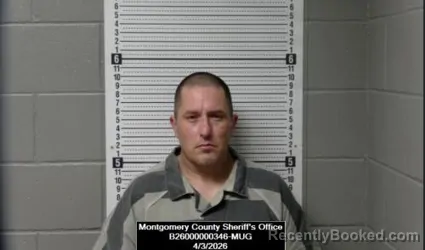 Mugshot of Ricky Lee Hawkins booked in Montgomery County, Kansas on April 3, 2026