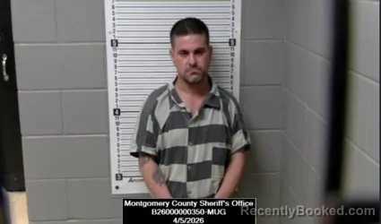 Mugshot of Bradley Dean Phillippi booked in Montgomery County, Kansas on April 5, 2026