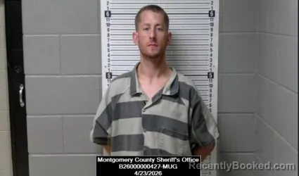 Mugshot of Thad Nicholas Trepton booked in Montgomery County, Kansas on April 23, 2026