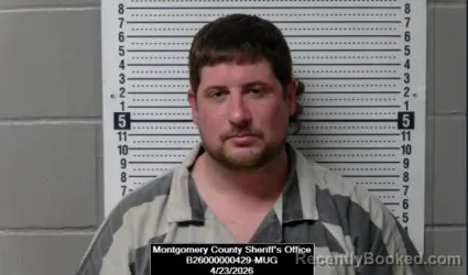 Mugshot of Jeremy Lee Golightley booked in Montgomery County, Kansas on April 23, 2026