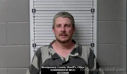 Mugshot of Joshua Francis McKinney booked in Montgomery County, Kansas on April 27, 2026