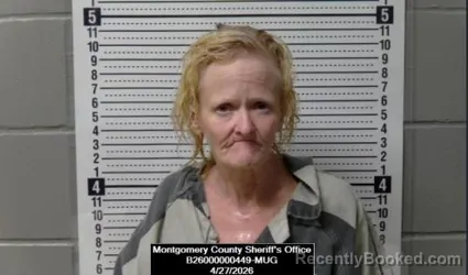 Mugshot of Deborah Jean Beckom booked in Montgomery County, Kansas on April 27, 2026