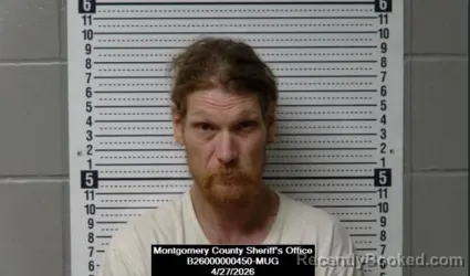 Mugshot of David Jay Hannah booked in Montgomery County, Kansas on April 27, 2026