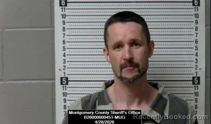 Mugshot of Noah Allen Daniel booked in Montgomery County, Kansas on April 28, 2026