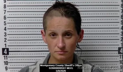 Mugshot of Angie Denise Reyes booked in Montgomery County, Kansas on May 9, 2026