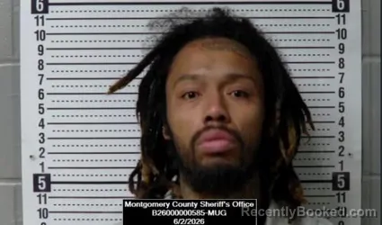 Mugshot of Britt Jermaine Miller booked in Montgomery County, Kansas on June 2, 2026