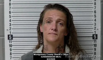 Mugshot of Sarah Roxanne Austin booked in Montgomery County, Kansas on June 2, 2026