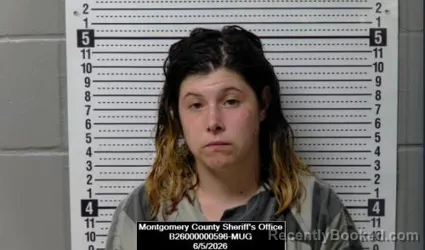 Mugshot of Malisha Marie Jakee booked in Montgomery County, Kansas on June 5, 2026