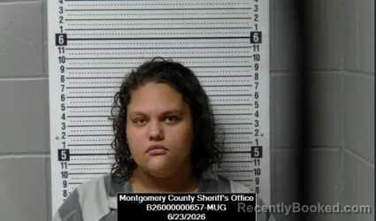 Mugshot of Shelby Louise Bishop booked in Montgomery County, Kansas on June 23, 2026