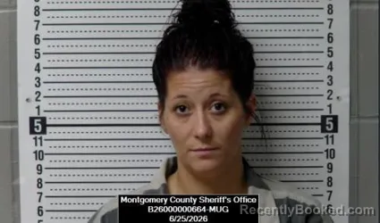 Mugshot of Kayla Ann Huntley booked in Montgomery County, Kansas on June 25, 2026