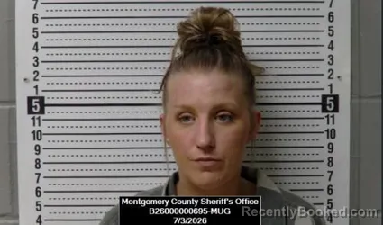 Mugshot of Amanda Lorena Heath booked in Montgomery County, Kansas on July 3, 2026