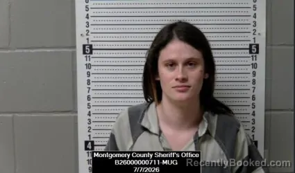 Mugshot of Carly Jasmine Tate booked in Montgomery County, Kansas on July 7, 2026