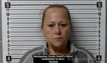 Mugshot of Debra Rene Hart booked in Montgomery County, Kansas on July 9, 2026