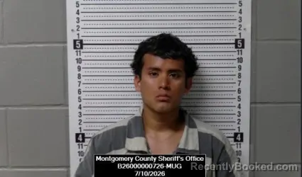 Mugshot of Estiven Yovany Orozco booked in Montgomery County, Kansas on July 10, 2026