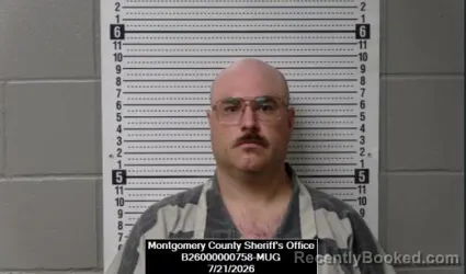 Mugshot of Bryant Joseph Alexander Blevins booked in Montgomery County, Kansas on July 21, 2026