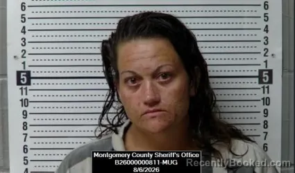 Mugshot of Samantha Jo Dyer booked in Montgomery County, Kansas on August 6, 2026