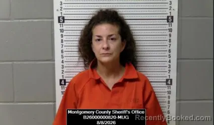 Mugshot of Elizabeth Richelle Newcomb booked in Montgomery County, Kansas on August 8, 2026