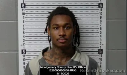 Mugshot of Stephon Labron Blackshear booked in Montgomery County, Kansas on August 13, 2026