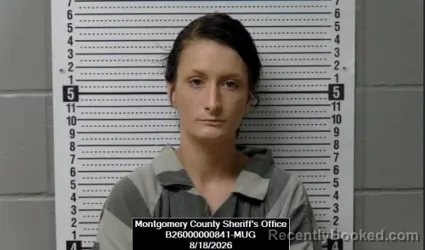 Mugshot of Destany Michelle Freeman booked in Montgomery County, Kansas on August 18, 2026