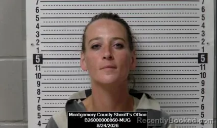Mugshot of Hallie Nicole Davis booked in Montgomery County, Kansas on August 24, 2026