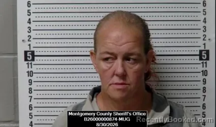 Mugshot of Candy Ann Ryan booked in Montgomery County, Kansas on August 30, 2026