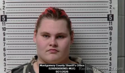 Mugshot of Shyla Rose Swan booked in Montgomery County, Kansas on September 21, 2026