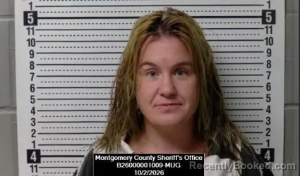 Mugshot of Britney Ann Bryan booked in Montgomery County, Kansas on October 2, 2026