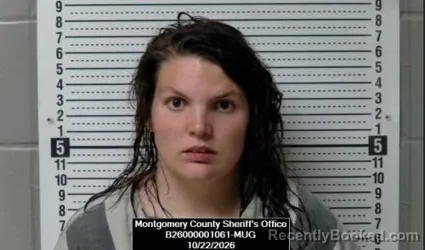 Mugshot of Emily Grace Needs booked in Montgomery County, Kansas on October 22, 2026