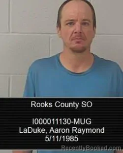 Mugshot of Aaron Raymond LaDuke booked in Rooks County, Kansas on March 25, 2026