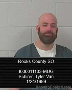 Mugshot of Tyler Van Schirer booked in Rooks County, Kansas on May 5, 2026