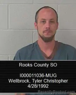 Mugshot of Tyler Christopher Wellbrock booked in Rooks County, Kansas on July 31, 2026