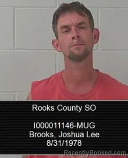 Mugshot of Joshua Lee Brooks booked in Rooks County, Kansas on August 4, 2026
