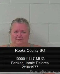 Mugshot of Jamie Delores Becker booked in Rooks County, Kansas on August 6, 2026