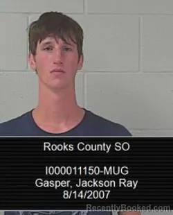 Mugshot of Jackson Ray Gasper booked in Rooks County, Kansas on August 8, 2026