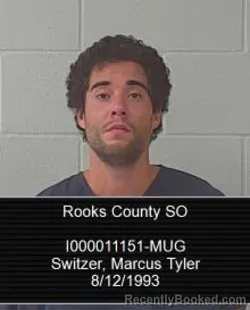 Mugshot of Marcus Tyler Switzer booked in Rooks County, Kansas on August 20, 2026